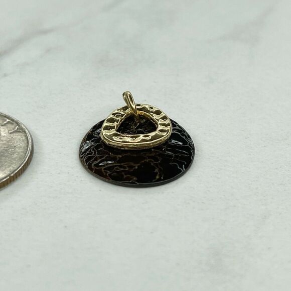 Gold Tone Brown Shell Small Upcycled Pendant - Picture 5 of 5